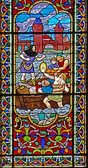 Découverte de la statue de Notre-Dame par cinq matelots dans le Lot en 1289