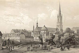 Riddarholmskyrkan med ny spira 1852.