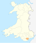 Location of the City and County of Cardiff in Wales. Wales Cardiff locator map.svg