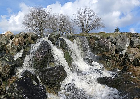 Waterfall at Eisgraben in a nature reserve of the Rhön Mountains