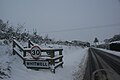 The village sign at Ventnor Road for Whitwell, Isle of Wight, seen shortly after heavy snowfall on the island during the night.