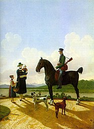 Cavalier et paysanne avec enfants au Tegernsee, 1825