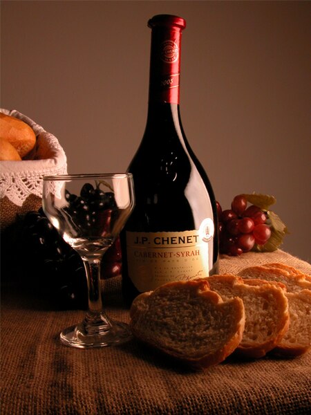 File:Wine, fruit and bread.jpg