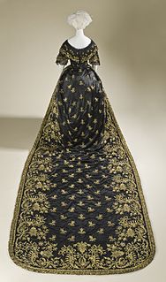 Train (clothing) portion of a skirt, overskirt, or dress that trails behind the wearer