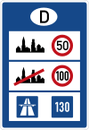 Zeichen 393 b - Informationstafel an Grenzübergängen (an sonstigen Straßen außerhalb der Autobahn), StVO 1981.svg