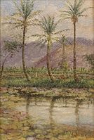 Coco Palms with Pond, Manoa Valley in Back (1901)