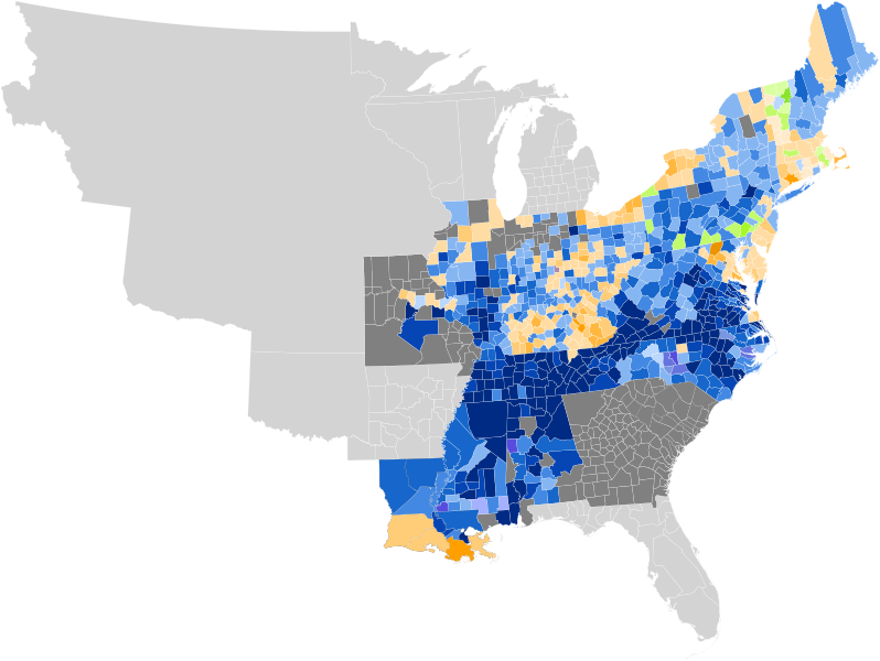 File:1832 United States presidential election results map by county.svg