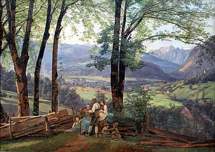 View of Ischl label QS:Len,"View of Ischl" label QS:Lpl,"Widok Ischl" label QS:Lde,"Blick auf Ischl" 1838