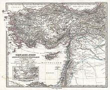 1873 Stieler Map of Asia Minor, showing Kurdistan in green. 1873 Stieler Map of Asia Minor, Syria and Israel - Palestine (modern Turkey) - Geographicus - Klein-AsienSyrien-stieler-1873.jpg