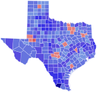 1976 United States Senate election in Texas results map by county.svg