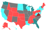 Thumbnail for File:2000 United States Senate Election by Change of the Majority Political Affiliation of Each State’s Delegation From the Previous Election.png