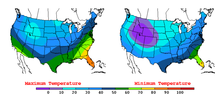 2016-01-01 Max-min Temperature, NOAA.