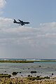 A KC-135R Stratotanker, tail number 57-1439, on final approach at Kadena Air Base in Okinawa, Japan in March 2020. It is assigned to the 22nd Air Refueling Wing and the 931st Air Refueling Wing at McConnell Air Force Base in Wichita, Kansas.