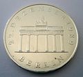 20 Mark der DDR (1990) zur Öffnung der Berliner Mauer am Brandenburger Tor