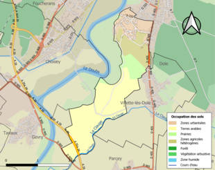 Carte en couleurs présentant l'occupation des sols.