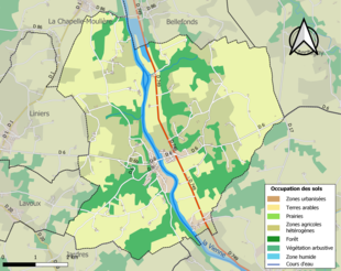 Barevná mapa znázorňující využití půdy.