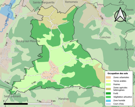 Carte en couleurs présentant l'occupation des sols.