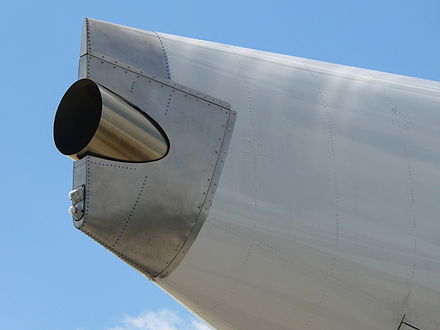 The APU exhaust at the tail end of an Airbus A380