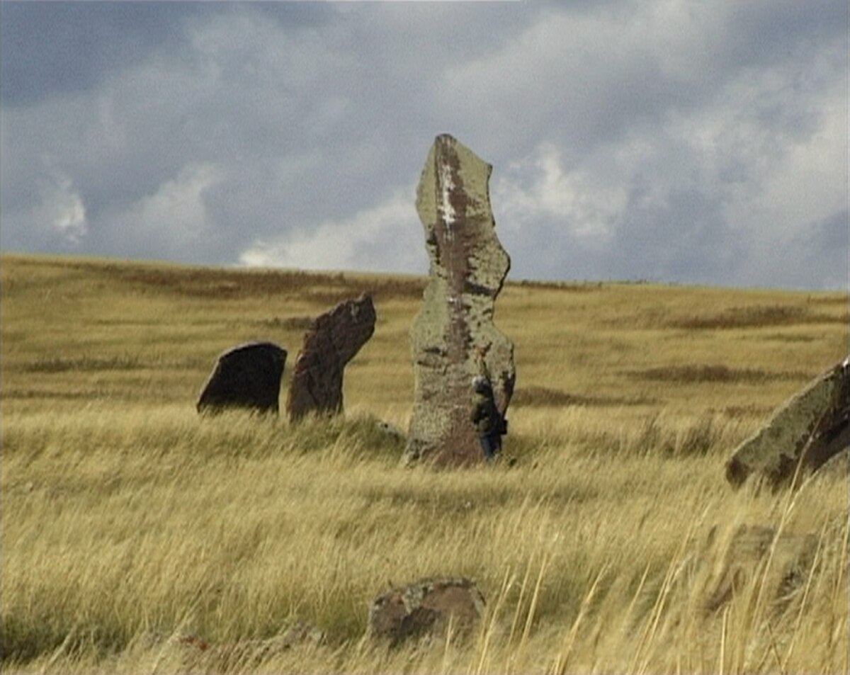 A megalith near the village of Safronov， Khakassia.