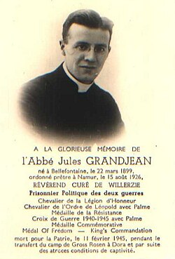 À la glorieuse mémoire de l'Abbé Jules Grandjean.