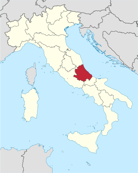 Location of Abruzzo within Italy Abruzzo in Italy.svg