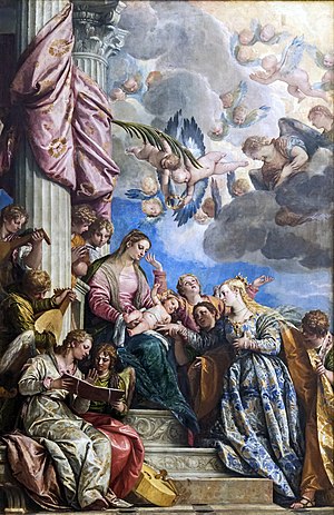 Paolo Veronese, Mystic Marriage of Saint Catherine, 1571, Gallerie dell'Accademia, Venice Accademia - The Mystic Marriage of St. Catherine by Veronese.jpg
