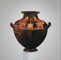 Ajax and Achilles gaming, ca. 490 BCE Attributed to the Berlin Painter Met Museum of Art Pub Domain DP260689.jpg