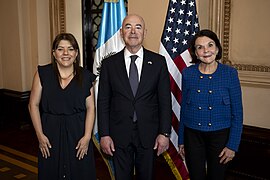 Alejandro Mayorkas of the Department of Homeland Security visits Guatemala City on March 20, 2024 - DHS Secretary Alejandro Mayorkas holds a Press Conference with the President of Guatemala (53603083681).jpg