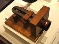 Model of Alexander Graham Bell's "Big box telephone" of 1876. Early commercial telephones like this paved the way for modern gaming concepts such as voice chat.