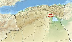 Posizione delle montagne Zab in Algeria.