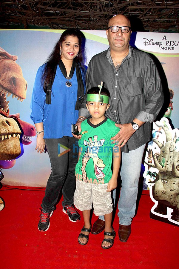 Behl and family at the screening of Disney's The Good Dinosaur