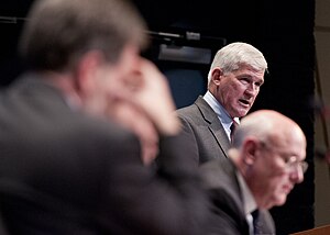 Andrew Bacevich, from Boston University, speaks during a panel discussion that was part of the 2012 Current Strategy Forum at the U.S. Naval War College - 120612-N-LE393-170 (7368347472).jpg