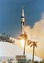 Apollo 7 launch, photographed from behind the blockhouse Apollo 7 launch.jpg