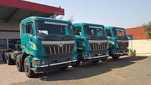Mahindra Blazo 37T rigid trucks at a dealership in 2019 at Nagpur, Maharashtra. BLAZO 37T.jpg