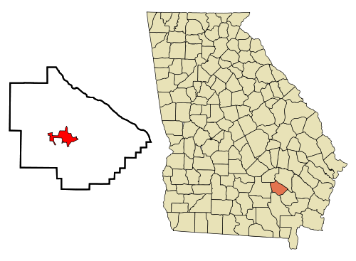 Location in Bacon County and the state of Georgia