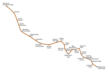 Bakerloo-linjan reitti