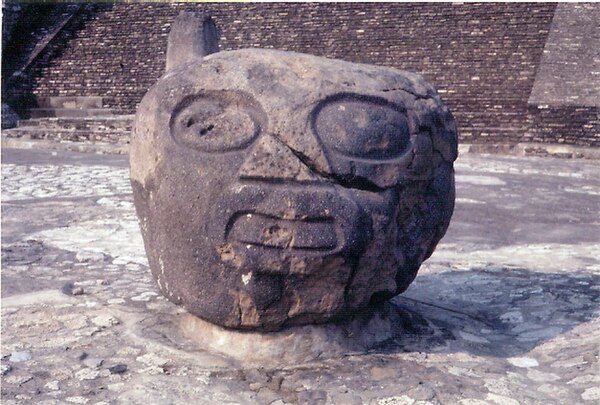 Basalt head sculpture