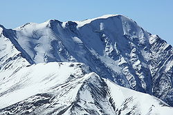 Bazarduzu (Azerbaijani Bazarduzu) - is the highest mountain in Azerbaijan (4466 m) Bazarduzu detail.JPG