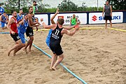 Deutsch: Beachhandball Europameisterschaften 2019 (Beach handball Euro); Tag 2: 3. Juli 2019 – Männer, Vorrunde Gruppe B, Slowenien-Russland 0:2 (16:24, 14:24) English: Beach handball Euro; Day 2: 3 July 2019 – Men Preliminary Round Group B – Slovenia-Russia 0:2 (16:24, 14:24)