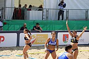 Deutsch: Beachhandball Europameisterschaften 2019 (Beach handball Euro); Tag 2: 3. Juli 2019 – Frauen, Vorrunde Gruppe C, Spanien-Griechenland 2:1 (12:20, 18:16; 8:2) English: Beach handball Euro; Day 2: 3 July 2019 – Women Preliminary Round Group C – Spain-Greece 2:1 (12:20, 18:16; 8:2)