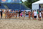 Deutsch: Beachhandball Europameisterschaften 2019 (Beach handball Euro); Tag 5: 6. Juli 2019 – Frauen, Halbfinale, Kroatien-Dänemark 1:2 (12:19, 17:10, 4:7) English: Beach handball Euro; Day 5: 6 July 2019 – Semifinal Men – Croatia-Denmark 1:2 (12:19, 17:10, 4:7)