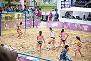 Deutsch: Beachhandball bei den Olympischen Jugendspielen 2018; Tag 6, 12. Oktober 2018; Mädchen, Hauptrundenspiel – Chinese Taipei (Taiwan)-Argentinien 1:2 English: Beach handball at the 2018 Summer Youth Olympics at 12 October 2018 – Girls Main Round – Chinese Taipei (Taiwan)-Argentina 1:2