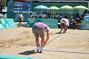 Deutsch: Beachvolleyball bei den Olympischen Jugendspielen 2018; Tag 11, 17. Oktober 2018; Jungen, Spiel um Platz 3 – Argentinien-Ungarn 2:0 (21–15/21–15) English: Beach volleyball at the 2018 Summer Youth Olympics at 17 October 2018 – Bronze Medal Match – Argentina-Hungary 2:0 (21–15/21–15)