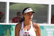 Deutsch: Beachvolleyball bei den Olympischen Jugendspielen 2018; Tag 11, 17. Oktober 2018; Jungen, Spiel um Platz 3 – USA (Devon Newberry/Lindsey Sparks)-Norwegen (Emilie Olimstad/Frida Berntsen) 1:2 (21–1/13–21/9–15) English: Beach volleyball at the 2018 Summer Youth Olympics at 17 October 2018 – Bronze Medal Match – USA (Devon Newberry/Lindsey Sparks)-Norway (Emilie Olimstad/Frida Berntsen) 1:2 (21–1/13–21/9–15)