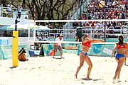 Deutsch: Beachvolleyball bei den Olympischen Jugendspielen 2018; Tag 9, 15. Oktober 2018; Mädchen, Viertelfinale: Puerto Rico-Russland 0–2 (12–21/10–21) English: Beach volleyball at the 2018 Summer Youth Olympics at 15 October 2018 – Girls Quarterfinals: Puerto Rico-Russia 0–2 (12–21/10–21)