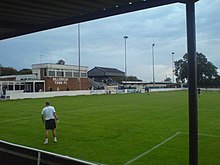 The clubhouse, main stand and The Cowshed at New Lodge, 2007