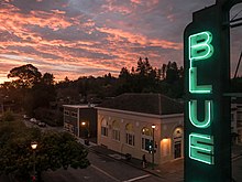 View of Larkspur at sunrise as seen from the Blue Rock Inn, formerly Hotel Merwin built in 1895