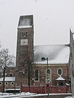 Buchloe Kirche v N, Schneefall