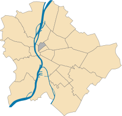 Localização do Distrito VI em Budapeste (mostrado em cinza)