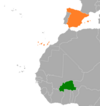 Location map for Burkina Faso and Spain.